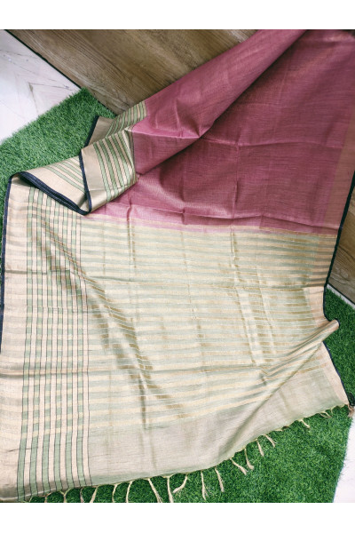Stripes Pattern With Contrast Color Border And Pallu Design Soft Silk Saree (KR1050)